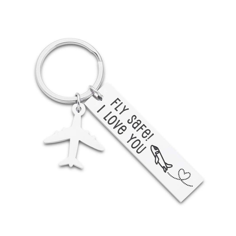Fleure Esme Valentines Gifts for Him Pilot Gifts Fly Safe Keychain for Dad Boyfriend Husband Flight Staff Airline Worker Attendant for Men Women Long Distance Travel Gift Birthday Anniversary for Him - Image 1